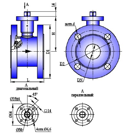 АВТОМАТИКА-ИНВЕСТ КШТВГ 16-40 под привод F05 по ISO 5211 Клапаны / вентили