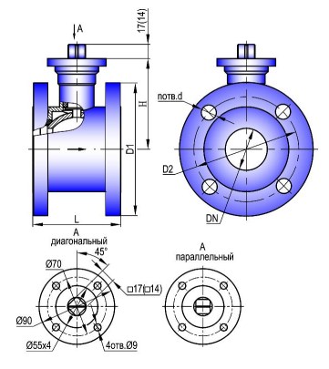 АВТОМАТИКА-ИНВЕСТ КШТВГ 16-100 под привод F07 по ISO 5211 Клапаны / вентили