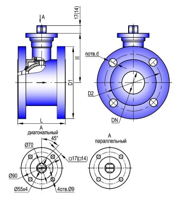 Кран шаровой запорный АВТОМАТИКА-ИНВЕСТ КШТВГ 40-50 под привод F07 по ISO 5211 Клапаны / вентили