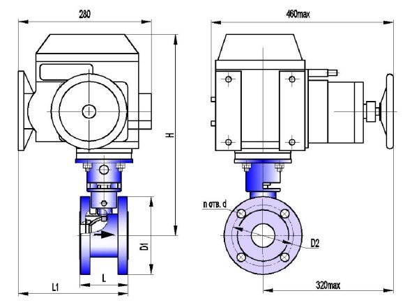 АВТОМАТИКА-ИНВЕСТ КШТВГ 40-100нж с AUMA SG 05.1 Краны