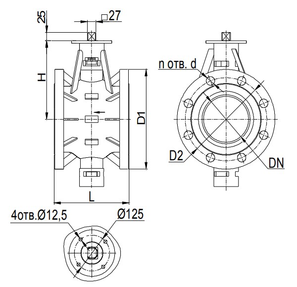 Кран шаровой регулирующий АВТОМАТИКА-ИНВЕСТ КШТВ 40-125 под привод F12 по ISO 5211 Краны
