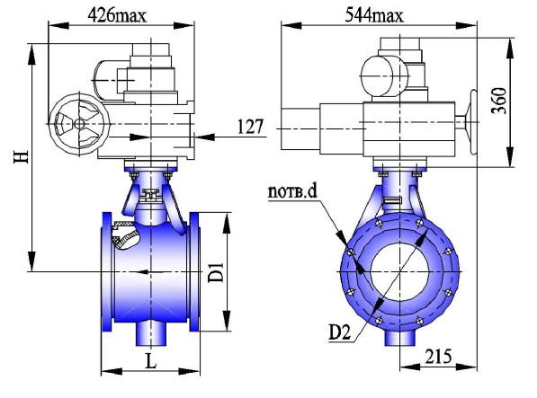 АВТОМАТИКА-ИНВЕСТ КШТВ 40-200нж с МЭОФ-630-IIBT4-01 Краны