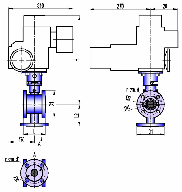 АВТОМАТИКА-ИНВЕСТ КШТХ-2-25-40нж с МЭОФ-250-IIBT4 Краны