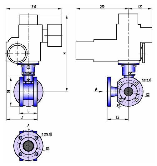 АВТОМАТИКА-ИНВЕСТ КШТХ-3-16-40 с МЭОФ-40-IIBT4 Краны