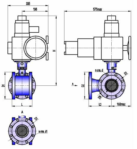 АВТОМАТИКА-ИНВЕСТ КШТХ-3-16-65нж с МЭОФ-250-IIBT4 Краны