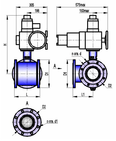 АВТОМАТИКА-ИНВЕСТ КШТХ-3-16-125нж с МЭОФ-250-IIBT4 Краны